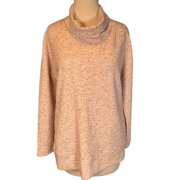 RBX Cowl Neck Heavy Knit Quilted Tunic Pullover Light Pink Sz Med Front Pockets - Picture 8 of 13